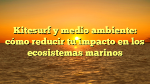 Kitesurf y medio ambiente: cómo reducir tu impacto en los ecosistemas marinos